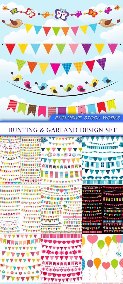 bunting & garland design set 15X EPS