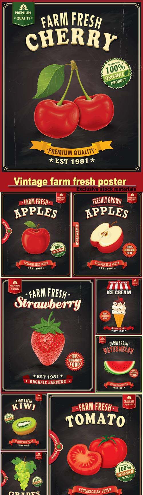 Vintage farm fresh poster design