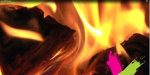 Fire Beautiful ember in furnace - slow motion