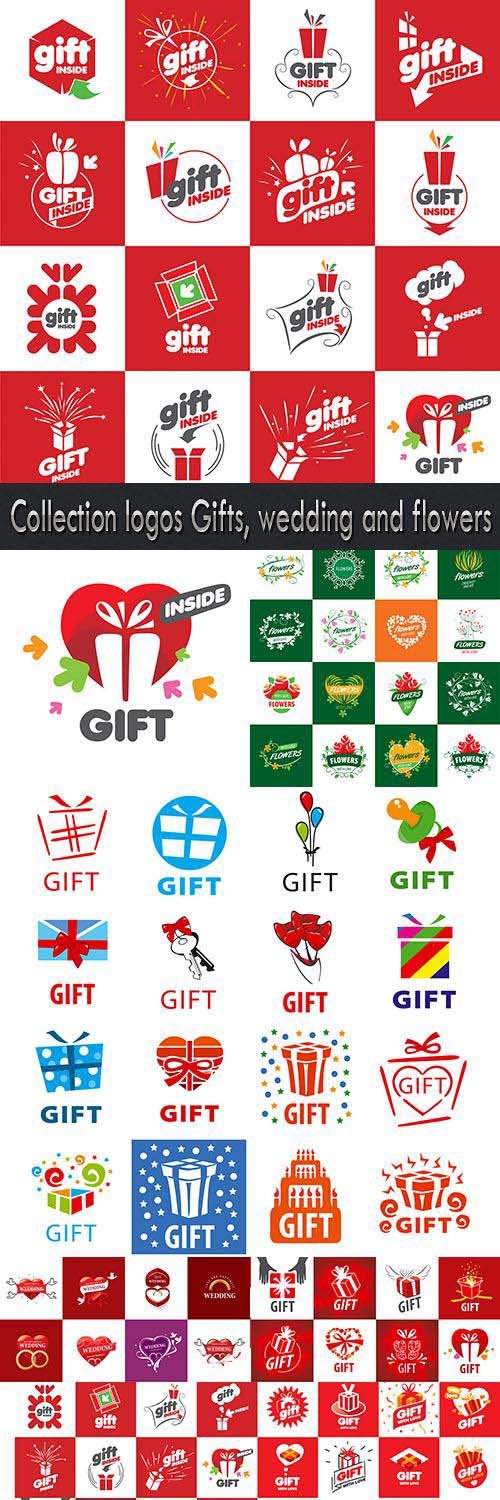 Collection logos Gifts, wedding and flowers