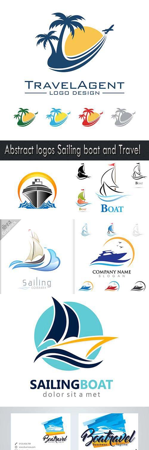 Abstract logos Sailing boat and Travel