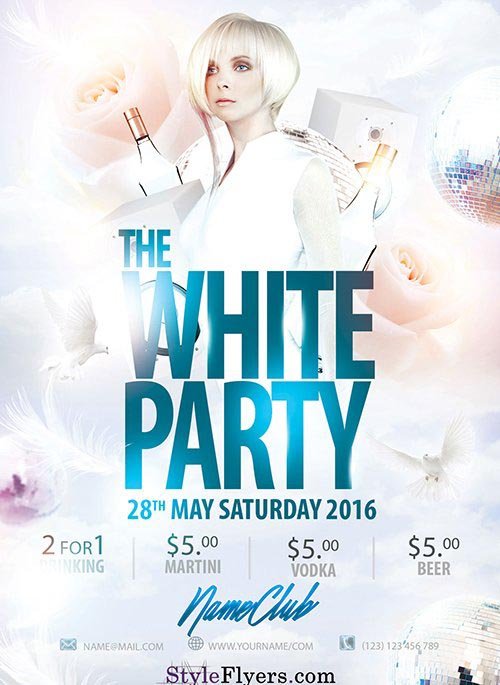 White Party PSD Flyer Template + Facebook Cover