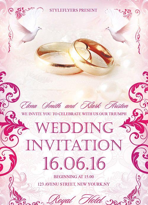 Wedding Invitation PSD Flyer Template + Facebook Cover