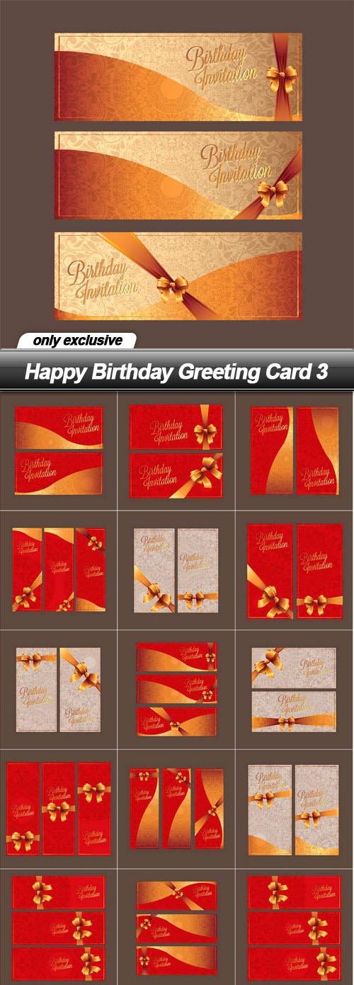 Happy Birthday Greeting Card 3 - 25 EPS