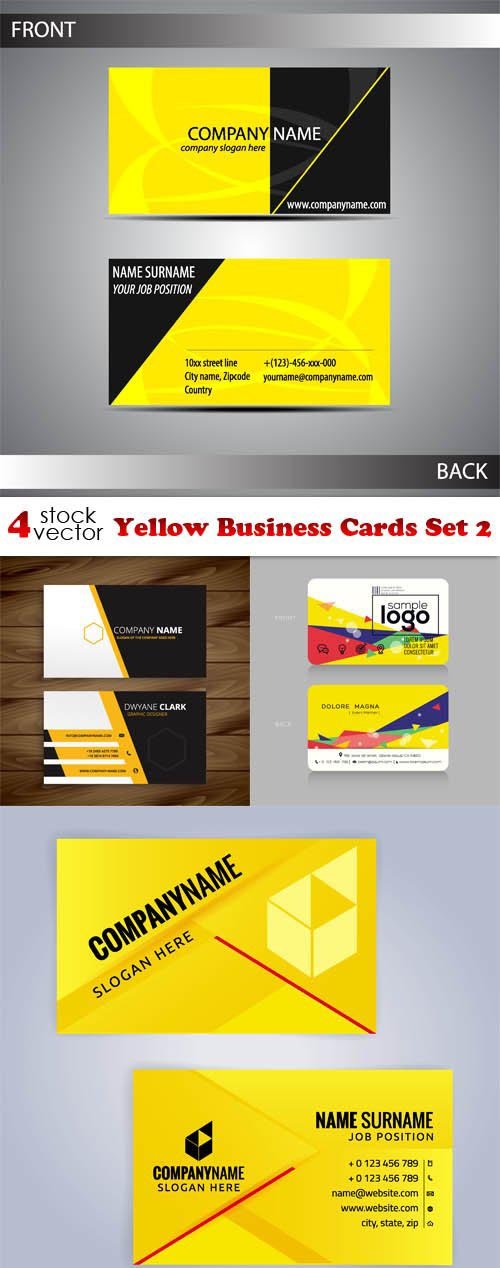 Vectors - Yellow Business Cards Set 2