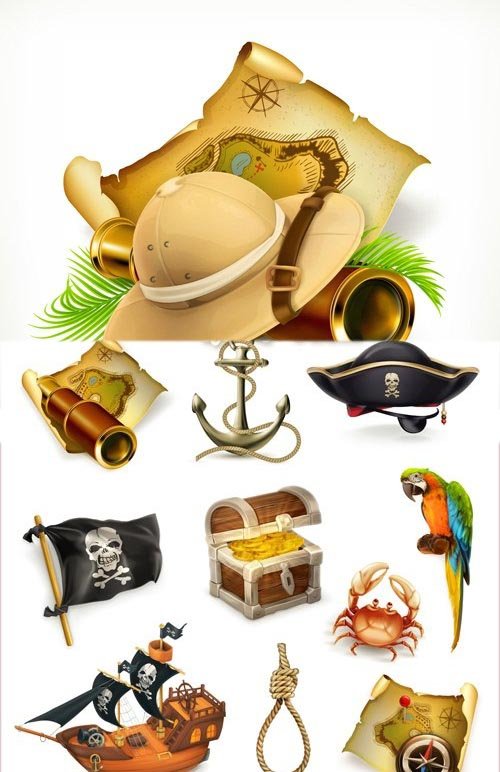 Pirates & Adventures Icons Vector 2