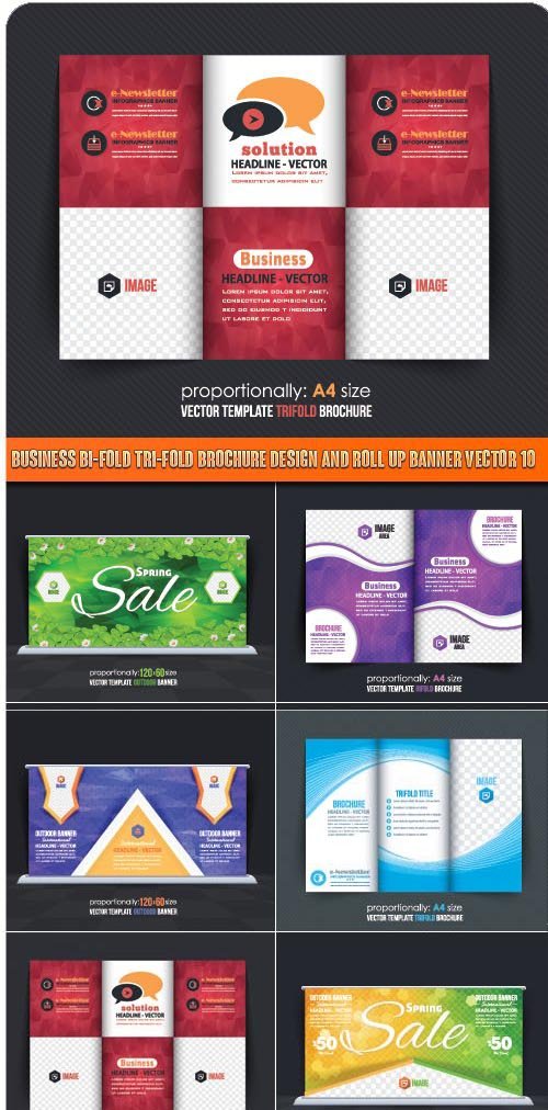 Business Bi-Fold Tri-Fold Brochure Design and Roll up banner vector 10