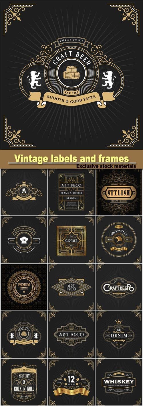 Vintage labels and frames vector