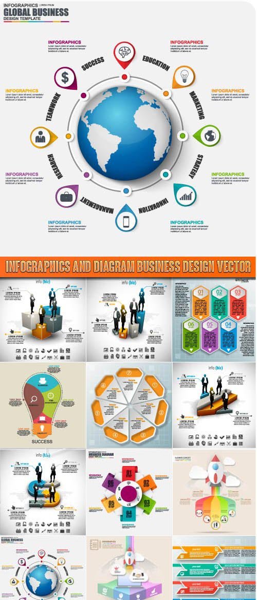 Infographics and diagram business design vector