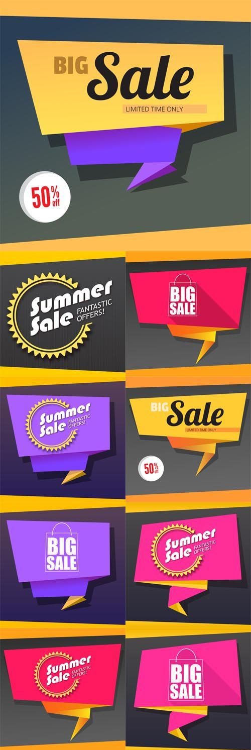 Vector Set - Sale Origami Banners