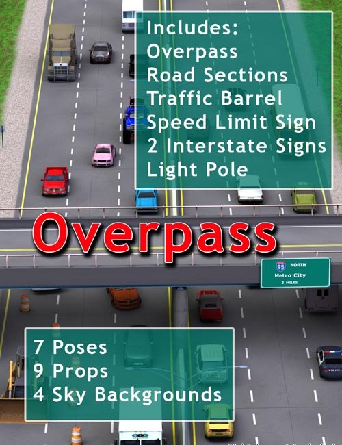 Freeway Overpass Road Set