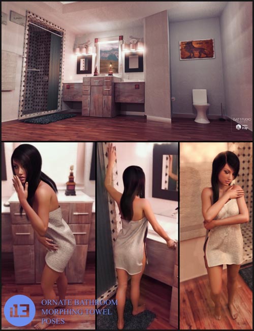 i13 Ornate Bathroom with Morphing Towel and Poses