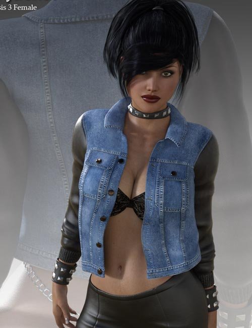 Denim and Leather Jacket (converted from G3F) for Genesis 8 Female