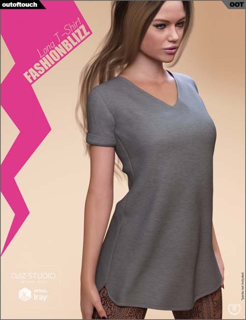Fashion Blizz - Long T-Shirt for Genesis 3 Female(s)