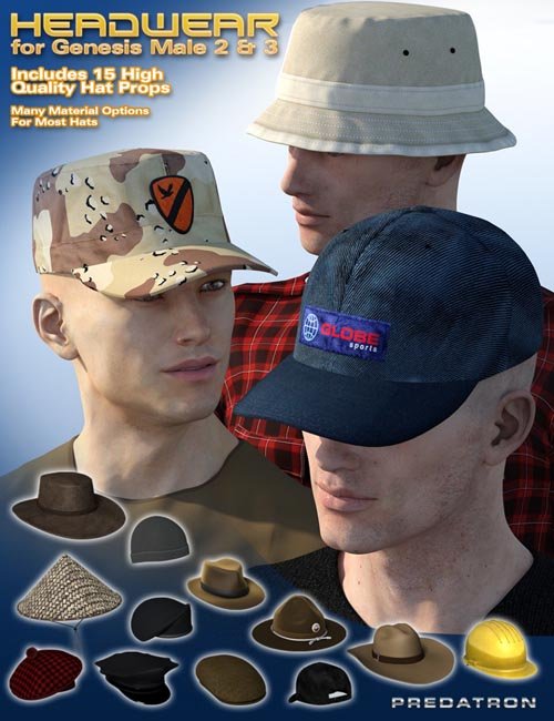 Headwear (converted from G2M) for Genesis 8 Male(s)