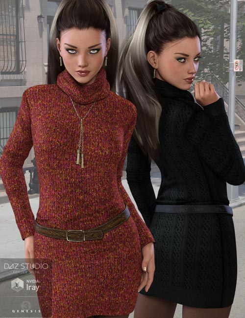 Autumn Breeze Sweater Dress for Genesis 3 Female(s)