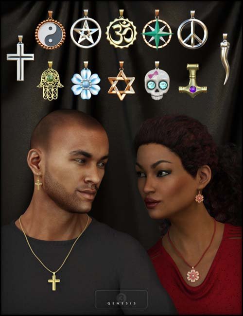 Necklace & Earring Collection for Genesis 3 Male(s) and Female(s)
