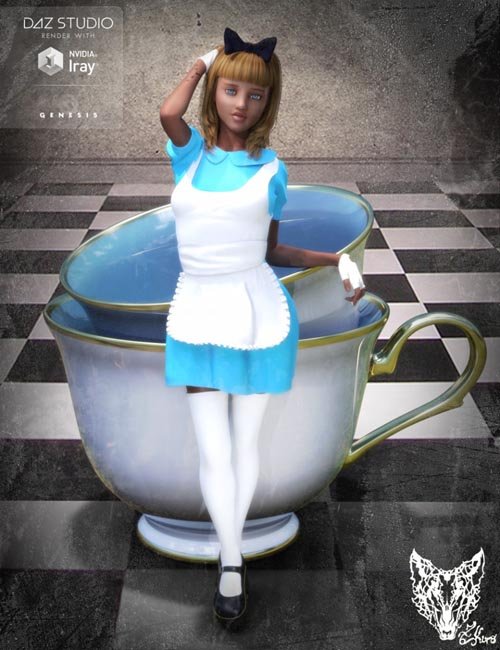Wonderland Alice Outfit and Props for Genesis 3 Female(s)