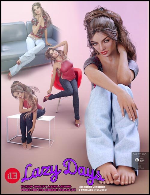 i13 LAZY Days Pose Collection for the Genesis 3 Female(s)