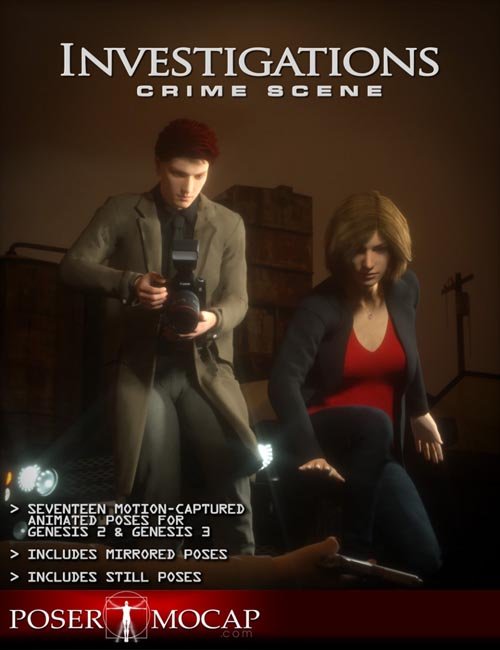 Crime Scene Investigation Animations and Aniblocks for Genesis 2 and 3