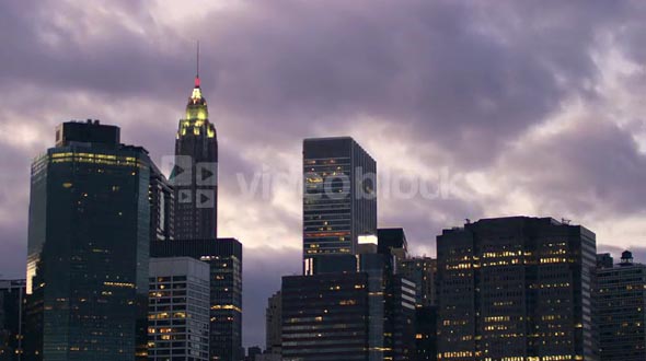 New York City Skyline Silhouette and Dark Clouds Timelapse 2