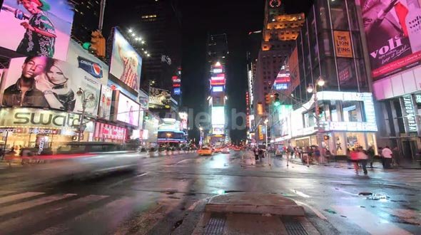 Times Square Street at Night Timelapse