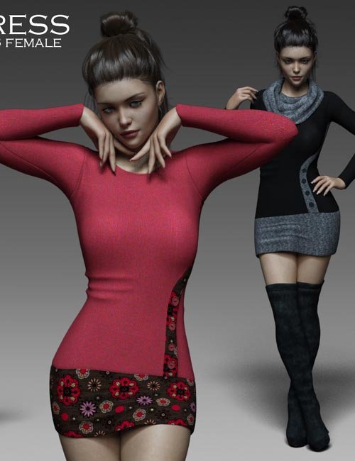 Tunic Dress and OTK Boots (converted from G3F) for Genesis 8 Female(s)