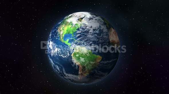 Planet Earth Rotating in Space