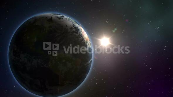 Earth Orbiting the Sun in Space