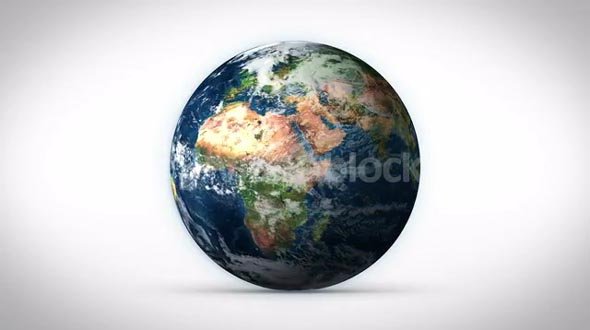 Planet Earth Spinning With White Background