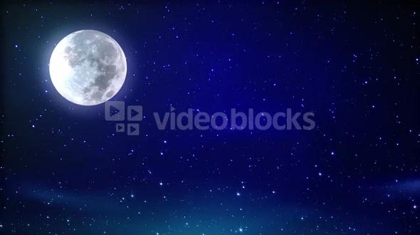 Moon and Blue Night Sky