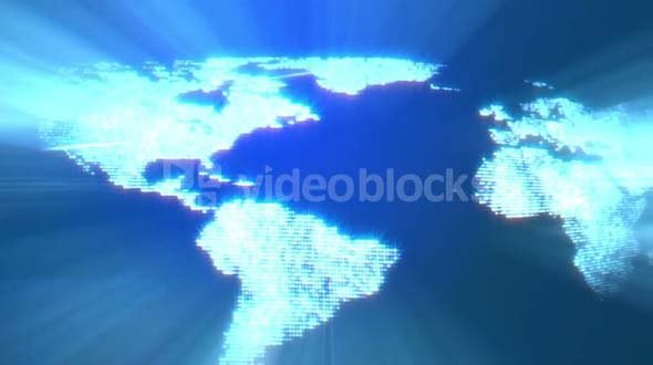 Pixelated Globe Zooms from USA to Saudi Arabia
