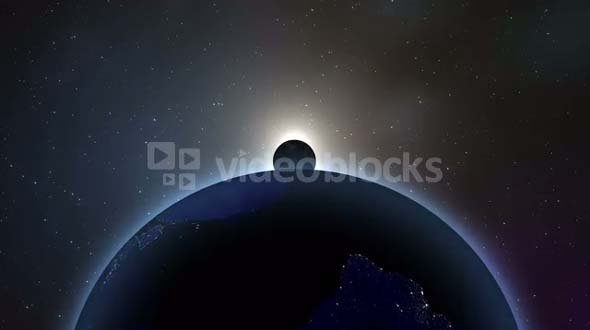 Earth Moon and Sun in Space