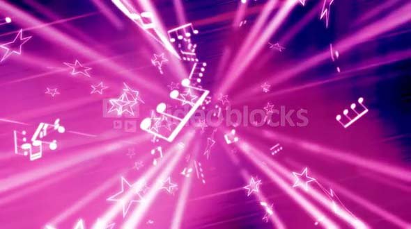 Stars and Music Notes Pink Abstract