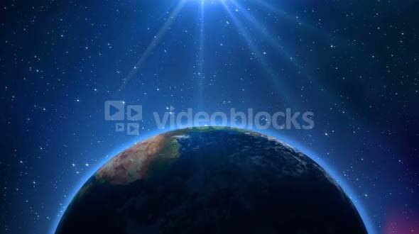 Planet Earth Rotating in Twinkling Sky