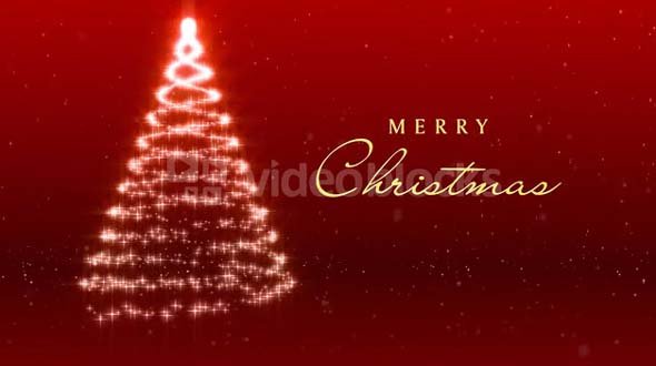 Merry Christmas Message with Tree of Lights