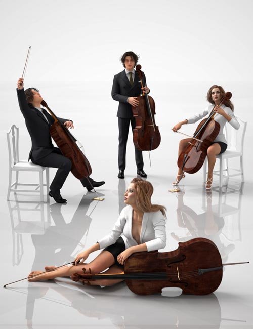 Professional Cellist Poses for Genesis 3 Female and Male