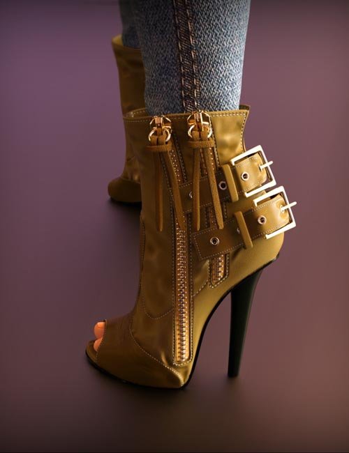 Double Zipper Buckle Boots for Genesis 3 Female(s)