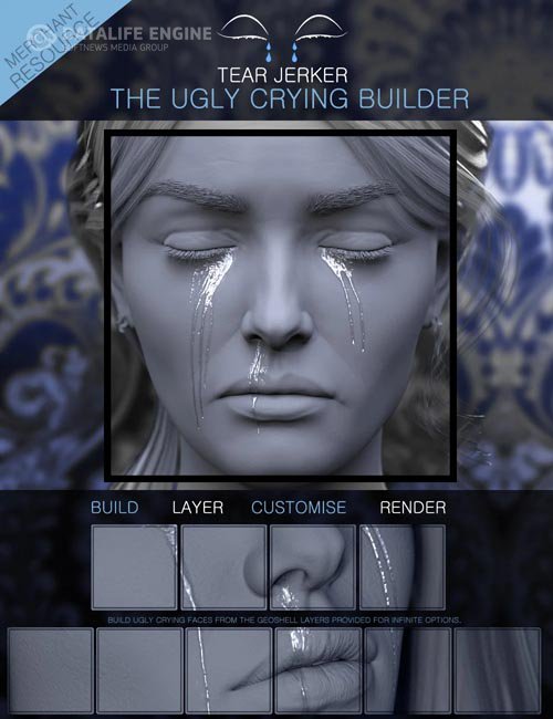 Tear Jerker the Ugly Crying Builder for Genesis 3, 8 and 8.1 Females Merchant Resource