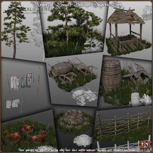 Medieval Small Village Objects Set